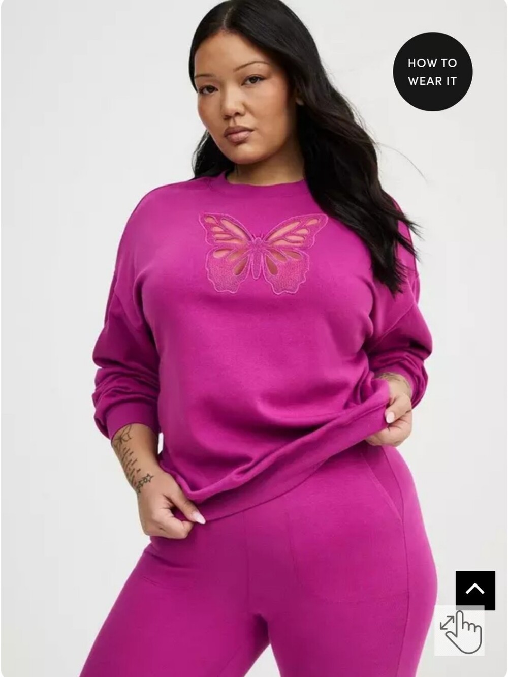Cozy Fleece Cut-Out Sweatshirt - Magenta Butterfly - Picture 4 of 5
